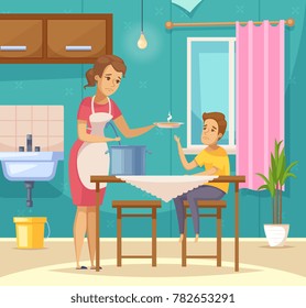 Pauper people flat composition with money and family symbols vector illustration