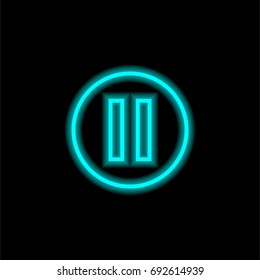 Pause blue glowing neon ui ux icon. Glowing sign logo vector
