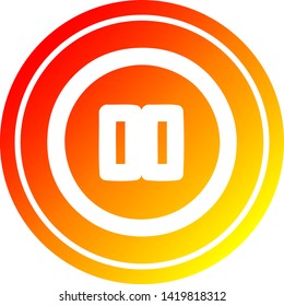 pause button circular icon with warm gradient finish