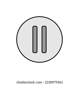 Pause button color vector flat grayscale icon. Graph symbol for music and sound web site and apps design, logo, app, UI