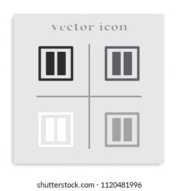 Pause button flat black and white vector icon.