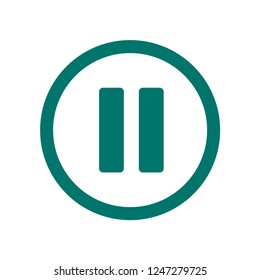 Pause button icon. Dark green Pause button symbol vector