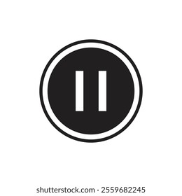 Pause button icon Flat art in black and white isolated