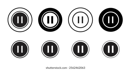 Pause button icon Flat art in black and white isolated