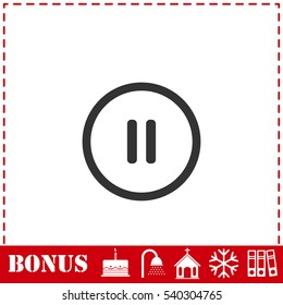 Pause button icon flat. Simple vector symbol and bonus icon