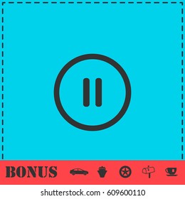 Pause button icon flat. Simple vector symbol and bonus icon
