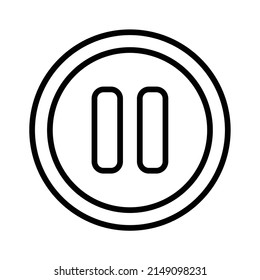 Pause Button Icon. Line Art Style Design Isolated On White Background