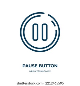 Pause button icon. Linear vector illustration from media technology collection. Outline pause button icon vector. Thin line symbol for use on web and mobile apps, logo, print media.