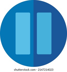 Pause button icon or logo illustration vector graphic with blue, circle, rectangel style. Perfect use for ui, website, pattern, design, etc.