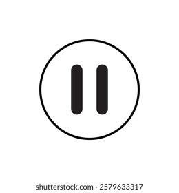 Pause button icon logo sign set vector outline