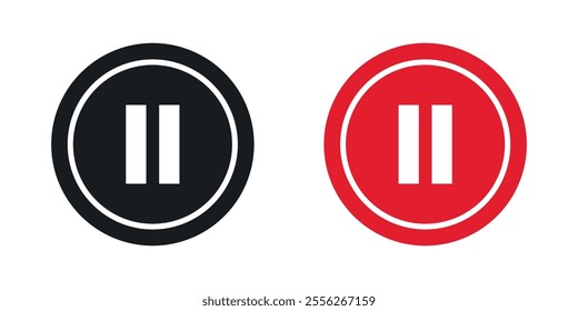 Pause button icon set in black and colored versions.