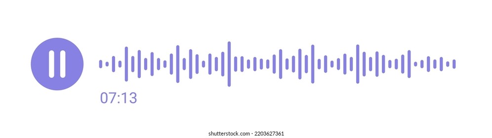 Pause button icon with spectrum noise equalizer. Podcast soundwave line. Record music player. Mobile audio track. Social voice message. Sound wave talk. Vector illustration.