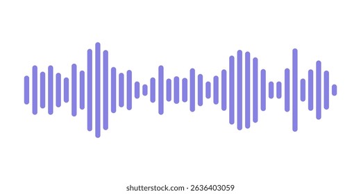 Pause button icon with spectrum noise equalizer. Podcast soundwave line. Record music player. Mobile audio track. Social voice message. Sound wave talk. Vector illustration.
