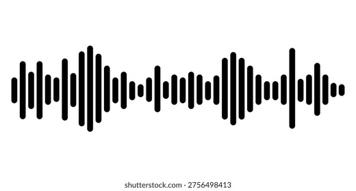 Pause button icon with spectrum noise equalizer. Podcast soundwave line. Record music player. Mobile audio track. Social voice message. Sound wave talk. Vector illustration.
