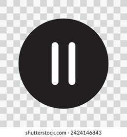 Pause button icon. Pause button symbol, vector isolated on transparent background.