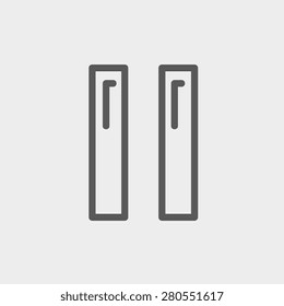 Pause button icon thin line for web and mobile, modern minimalistic flat design. Vector dark grey icon on light grey background.