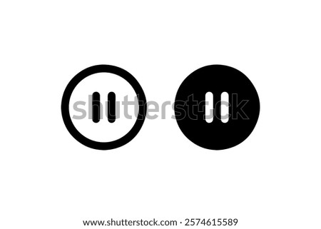 Pause Button Icon Variations in Black Vector.