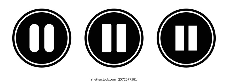 Pause button icon vector. Abstract pause button design for video player user interfaces.