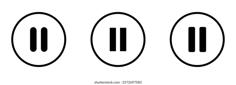 Pause button icon vector. Abstract pause button design for video player user interfaces.