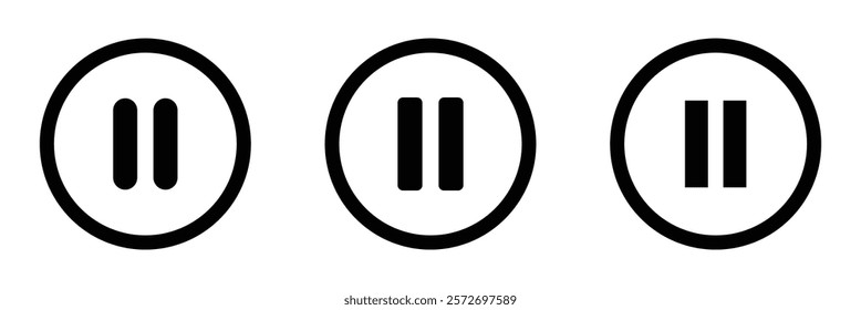 Pause button icon vector. Abstract pause button design for video player user interfaces.