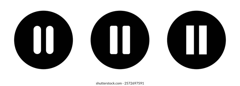 Pause button icon vector. Abstract pause button design for video player user interfaces.