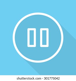 Pause button icon - vector, eps10 (line icon, long shadow)