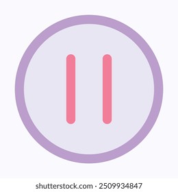 Pause Button Icon, Video Player Vector Icon. User Interface, User Experience, Flat Style Isolated Vector Icon.
