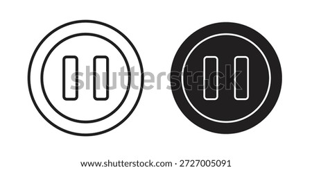 Pause button icons in black glyph and liner versions for design.
