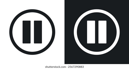 Pause button icons in solid black and white colors