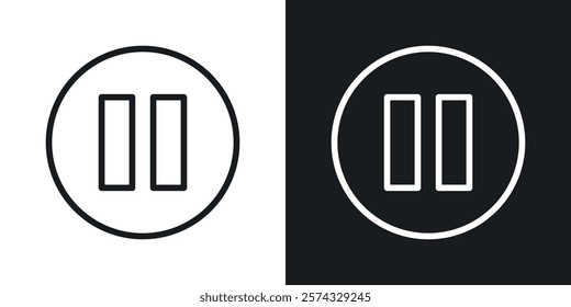 Pause button icons in thin black and white stroke liner style