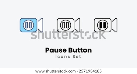 Pause Button Icons thin line and glyph vector icon stock illustration