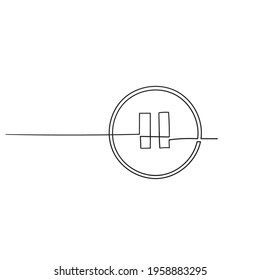 pause button illustration in continuous line art symbol vector