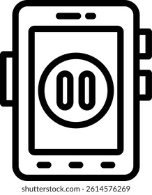 Pause Button Line Vector Icon Design