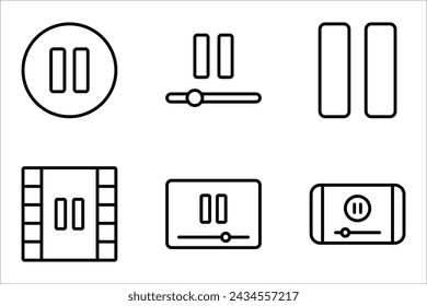 pause button media menu, pause icon set, vector illustration on white background.