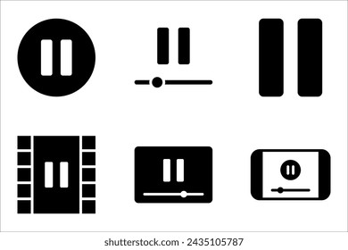 pause button media menu, pause icon set, vector illustration on white background.