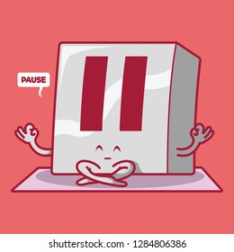 Pause Button meditating vector illustration. Meditation, Health, Media, multimedia, yoga design concept