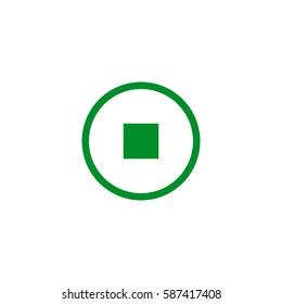 pause button on white background. Green icon