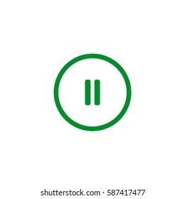 pause button on white background. Green icon