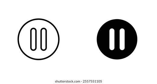 Pause button outlined and solid icon vector collection.