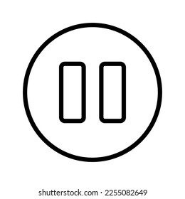 Pause Button for player line icon. Info, info, help, fast forward and rewind, next and previous video, brightness, shuffle, stop, play, cycle. Media concept. Vector line icon on white background