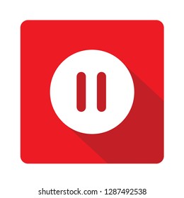  Pause Button red vector icon illustration