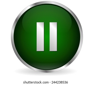 Pause button, round green web icon