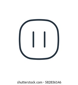 pause button thin line icon set on white background, audio, music, flat, minimalistic