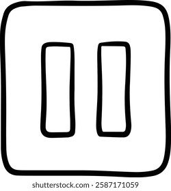 Pause Button with Two Vertical Bars Inside a Rectangle