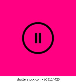 pause button vector icon. Black icon on pink background
