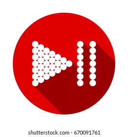pause button vector icon Isolated on red background with long shadow