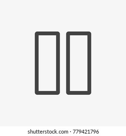 Pause button vector icon isolated on light grey background