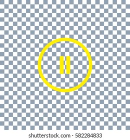 pause button vector icon on transparent background. Yellow icon