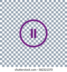 pause button vector icon on transparent background. Violet icon