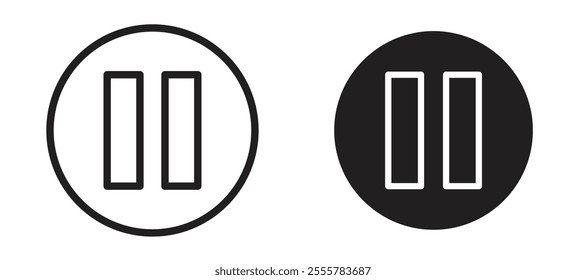 Pause button vector icon set in black color.